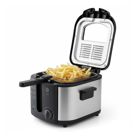 Friggitrice Elettrica 3L in Acciaio Inox, Filtro Antiodore e Termostato Regolabile