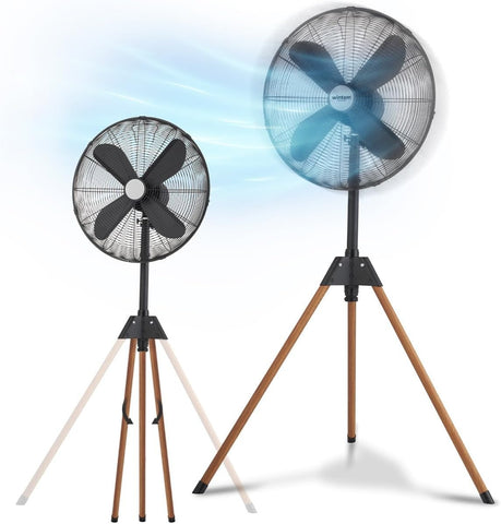 Wentylator 50 W z łopatkami 40 cm, składany stojak z efektem drewna – nowoczesny design