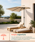 Ombrellone Parete Mezzaluna 2,7x2,3m in Alluminio e Poliestere