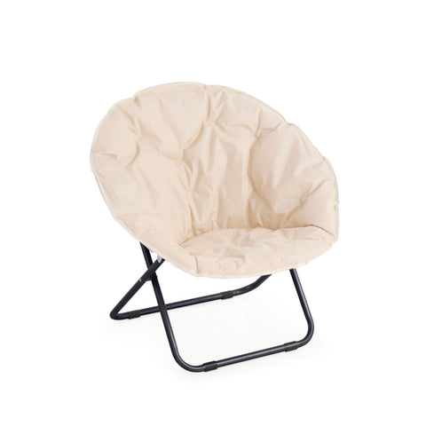 Poltrona Moon Beige In Acciaio Antracite Con Rivestimento Poliestere