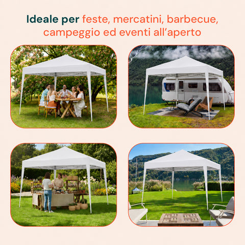 Gazebo Richiudibile 3x3 m Impermeabile con Borsa e Pesi Inclusi