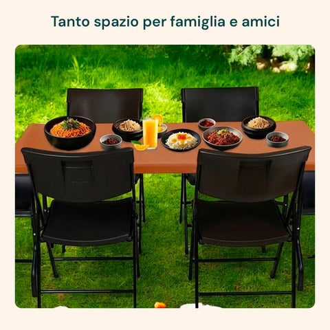 Tavolo Richiudibile a Valigia Terracotta per Esterno – Plastica PP Salvaspazio 180x75x74cm