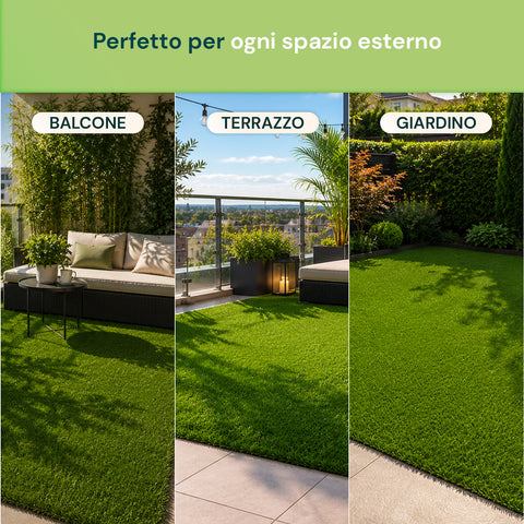 Prato Sintetico 1x3m - Erba Artificiale per Giardino e Balcone