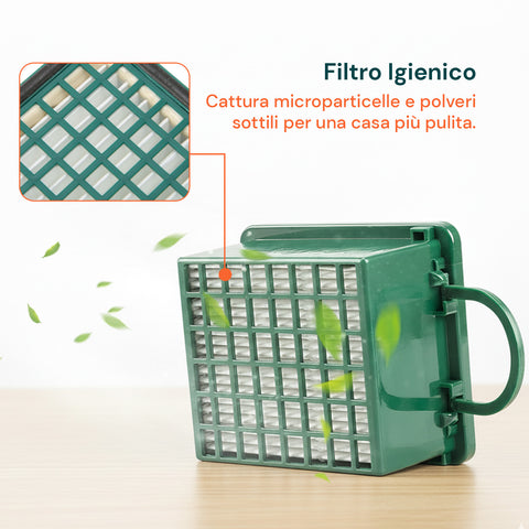 Kit Ricambi VK130 VK131 – 12 Sacchetti, 2 Filtri, 20 Profumatori Stick