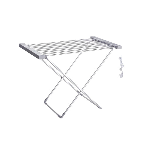 Suszarka do ubrań z podgrzewaniem, aluminiowa – 8 prętów i składana konstrukcja
