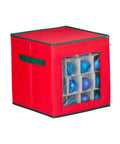 Organizer per 64 Palline di Natale in TNT con Finestra Frontale e Manici 30x30x30 cm