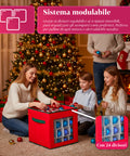 Organizer per 64 Palline di Natale in TNT con Finestra Frontale e Manici 30x30x30 cm