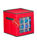 Organizer per 64 Palline di Natale in TNT con Finestra Frontale e Manici 30x30x30 cm