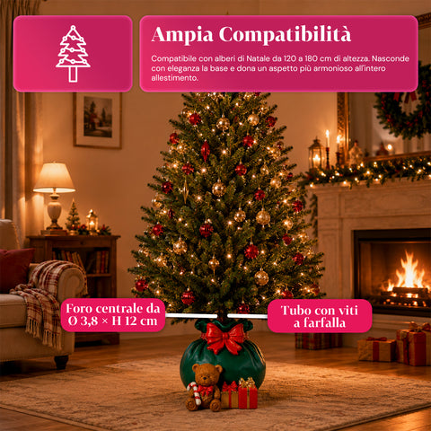 Dekoracyjna podstawa pod choinkę, 10 wzorów, z żelaza i magnezu, uniwersalne mocowanie, do drzewek o wysokości do 210 cm, 2 modele z oświetleniem LED