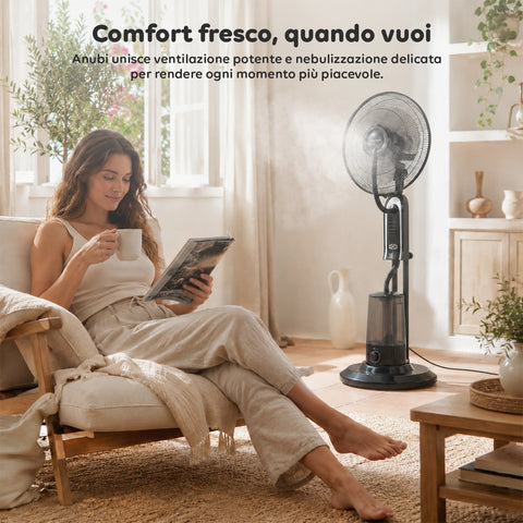 Ventilatore A Piantana Con Nebulizzatore 75W - 3 Velocità e Telecomando