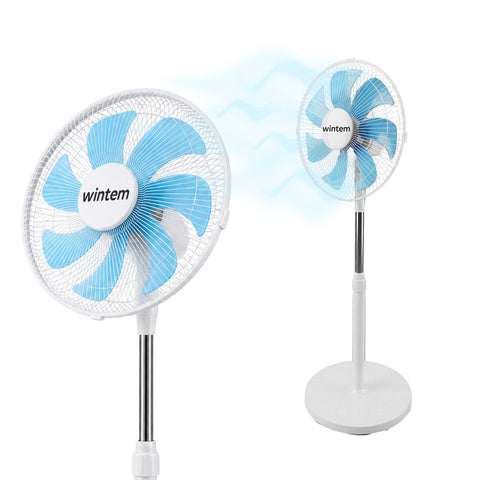 Ventilatore a Piantana 40W con  7 Pale in PP, 3 Velocità, Altezza Regolabile 80-100cm – Oscillazione Orizzontale 60° e Inclinazione 45°