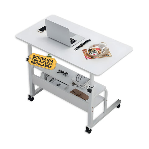 Mobilne regulowane biurko – metalowa konstrukcja i blat MDF 80×40 cm