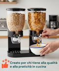 Dosatore per Corn Flakes Doppio 2x1,75L con Manopola – Ideale per la Colazione