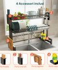 Organizer Cucina 2 Livelli Espandibile con Scolapiatti e Accessori Inclusi