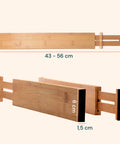 Separatori per Cassetti in Bamboo Regolabili con Molla - Set 4 Pezzi