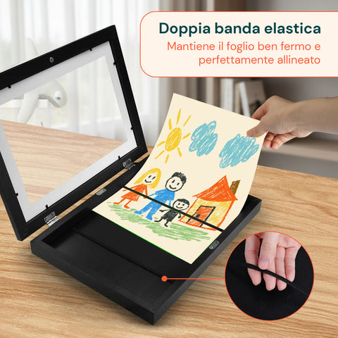 Set 2 Cornici Espositive A4 Apribili da Parete con Vetrina e Chiusura Magnetica