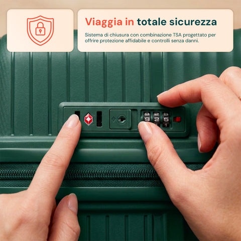 Set 3 Trolley Rigidi da Viaggio + Beauty Case con 4 Ruote Multidirezionali (56-66-76 cm)