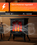 Camino Elettrico Decorativo 1500W con Termostato – Stufa Persefone