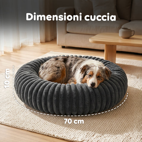 Cuccia Donut Morbida e Confortevole per Cani e Gatti Varie Taglie e Colorazioni