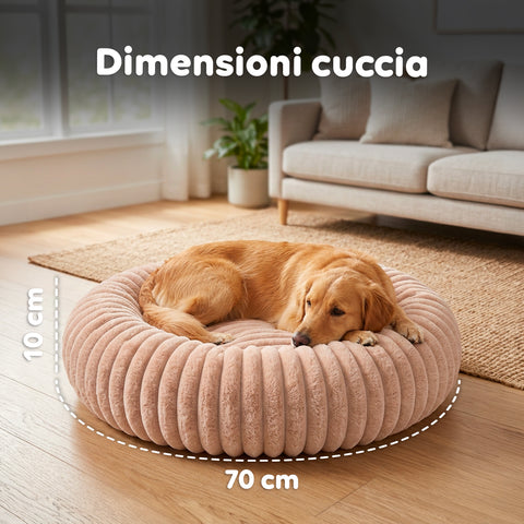 Cuccia Donut Morbida e Confortevole per Cani e Gatti Varie Taglie e Colorazioni