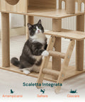 Albero Tiragraffi per Gatti Multilivello con Cuccia e Amaca H135cm
