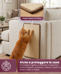 Tappeto Tiragraffi per Gatti 50x30cm in Sisal Naturale e Cotone PP – Fondo Antiscivolo in Lattice con Adesivi