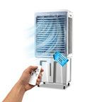Raffrescatore Evaporativo Industriale Portatile 70 Litri 350W con Telecomando e Timer - Funzione Condizionatore Ventilatore 3 Velocità e Oscillazione