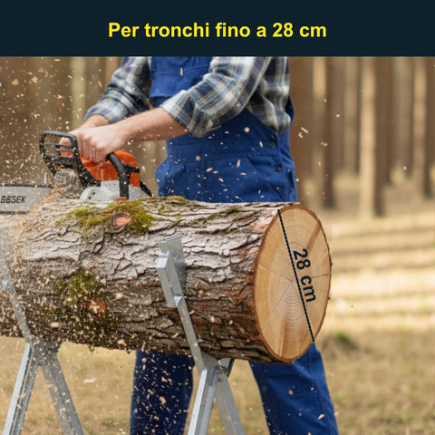 Cavalletto Taglialegna Pieghevole in Acciaio Robusto con Portata 100 kg