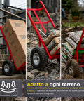 Carrello da Carico Professionale 250 kg in Acciaio - Nero con Ruote Pneumatiche Antiforo