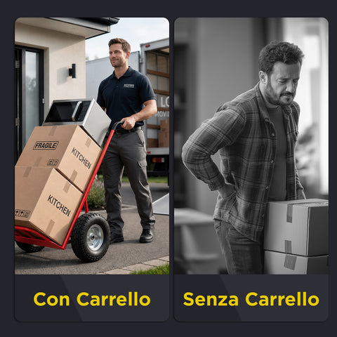Carrello da Carico Professionale 250 kg in Acciaio - Nero con Ruote Pneumatiche Antiforo