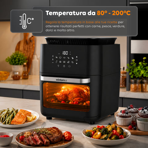 Friggitrice Aria 12L con Display LED Touch Timer 60 Min e Ricette Preimpostate