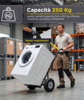 Carrello da Carico Professionale 250 kg in Acciaio - Nero con Ruote Pneumatiche Antiforo