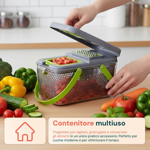 Affetta Verdure 10 in 1 – Tagliaverdure con Cestello Raccolta