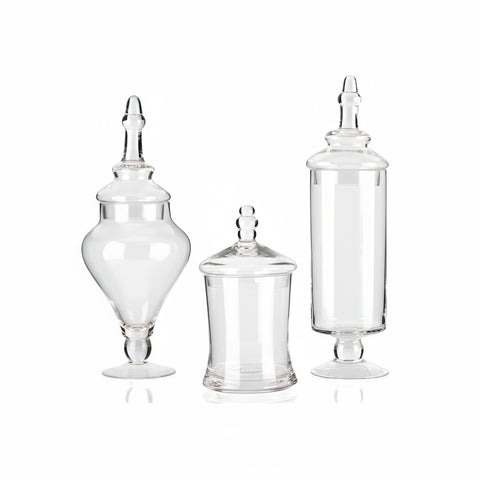 Barattoli di Vetro Varie Forme Multiuso con Coperchi – Set da 3