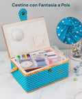 Cestino da Cucito con 76 Accessori Inclusi e Vassoio Estraibile