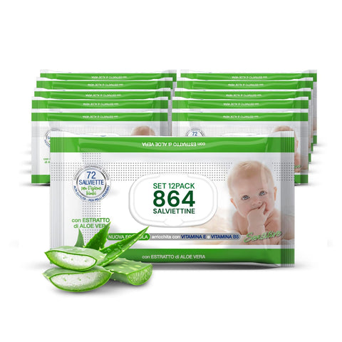 Salviettine Baby 72 / 864 pz – Morbide a Nido d’Ape Fragranza Latte d' Avena e Riso, Aloe o Crema al Talco
