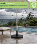 Base Ombrellone in Cemento 12kg ø42cm Compatibile con Pali 38-48mm, Manovella di Bloccaggio Inclusa – Piedistallo Pesante per Giardino e Terrazzo