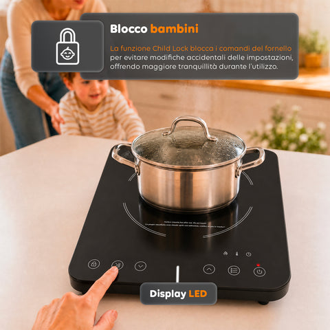 Fornello a Induzione Elettrico Monofuoco 2000W con Touch Control