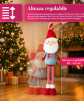 Babbo Natale Estensibile in Tessuto con Gambe Allungabili – Decorazione Natalizia