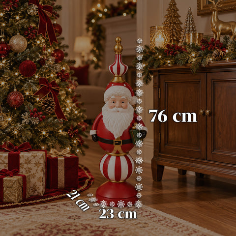 Figurka świąteczna 76 cm z żywicy, dekoracja w kształcie Świętego Mikołaja i żołnierzyka-dziadka do orzechów, biała lub czerwona