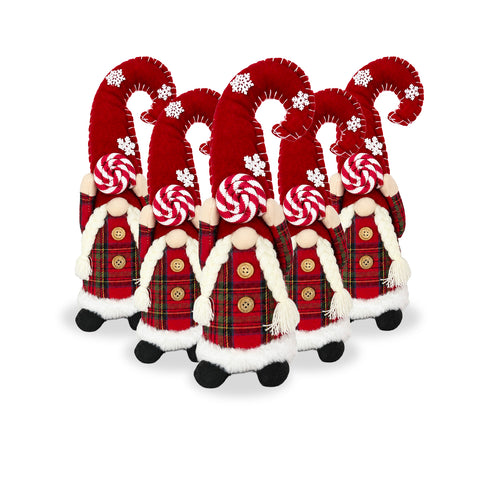 Gnomo di Natale Decorativo in Tessuto Morbido, Soprammobile Natalizio con Cappello Lungo e Fiocchi di Neve, Disponibile in 35 e 50 cm