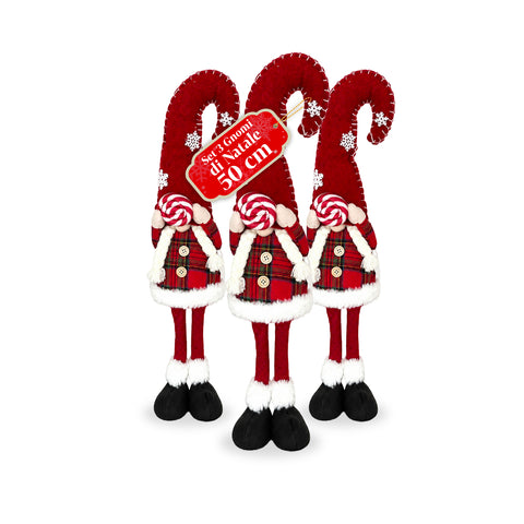 Gnomo di Natale Decorativo in Tessuto Morbido, Soprammobile Natalizio con Cappello Lungo e Fiocchi di Neve, Disponibile in 35 e 50 cm