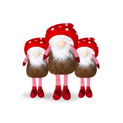 Gnomo Natalizio Fungo con Barba 50 cm, Ornamento Decorativo di Natale