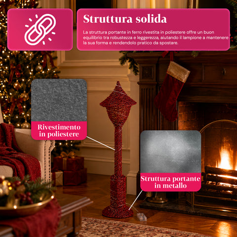 Dekoracyjna latarnia bożonarodzeniowa 90 cm z brokatem i światłami LED – 3 kolory