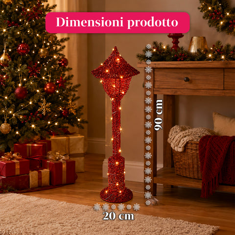 Dekoracyjna latarnia bożonarodzeniowa 90 cm z brokatem i światłami LED – 3 kolory