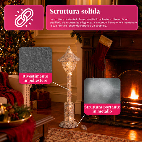 Dekoracyjna latarnia bożonarodzeniowa 90 cm z brokatem i światłami LED – 3 kolory