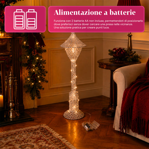 Dekoracyjna latarnia bożonarodzeniowa 90 cm z brokatem i światłami LED – 3 kolory