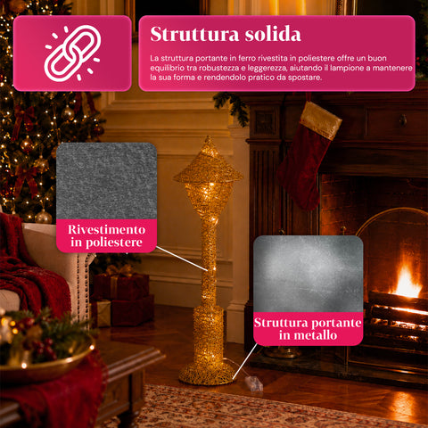 Dekoracyjna latarnia bożonarodzeniowa 90 cm z brokatem i światłami LED – 3 kolory
