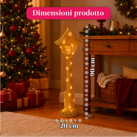 Dekoracyjna latarnia bożonarodzeniowa 90 cm z brokatem i światłami LED – 3 kolory