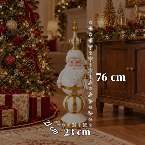 Figurka świąteczna 76 cm z żywicy, dekoracja w kształcie Świętego Mikołaja i żołnierzyka-dziadka do orzechów, biała lub czerwona